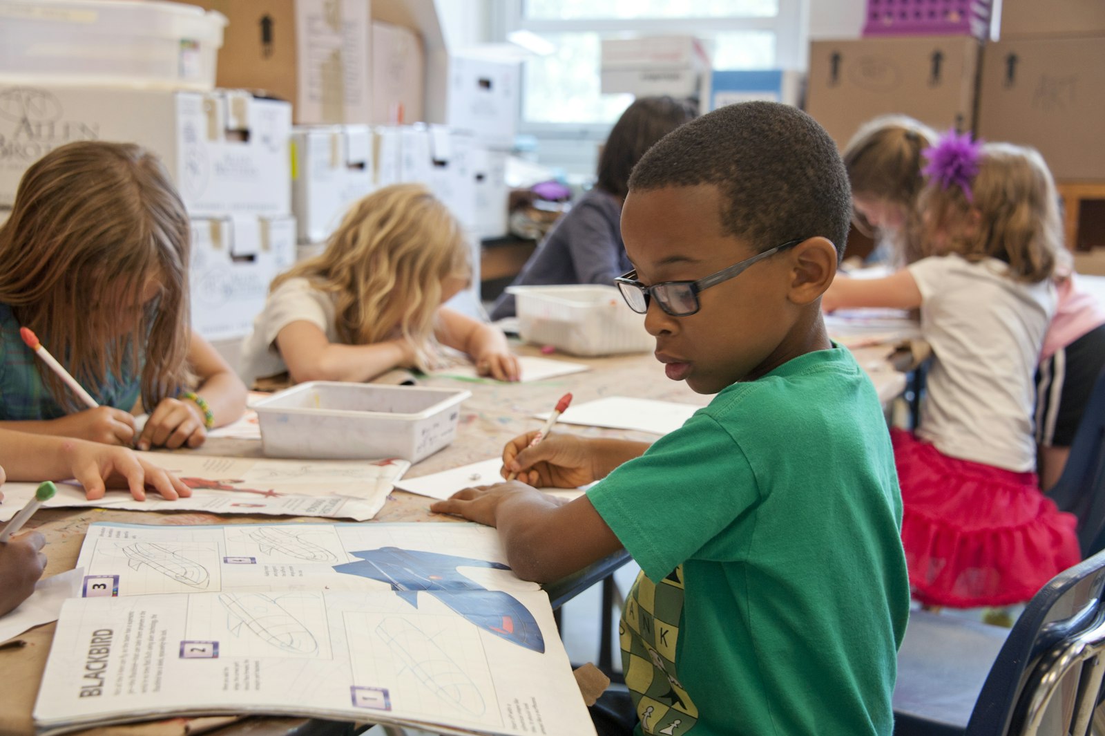 Focused student in class